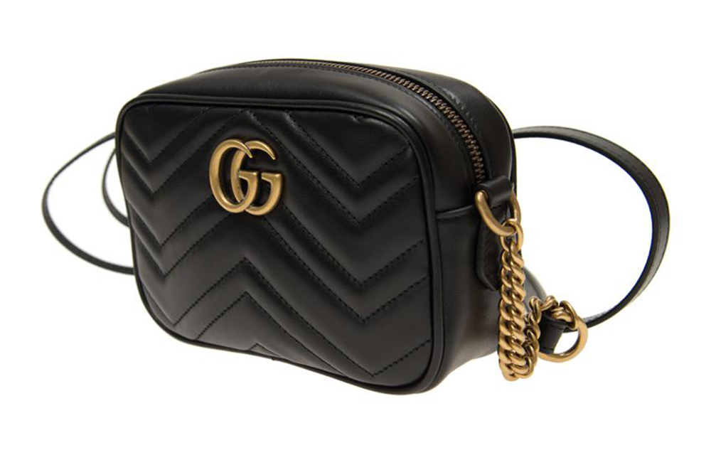 GUCCI GG Marmont Quilted Leather Camera Bag, Chain Bag, Crossbody Bag, Shoulder Bag Mini Women"s Black