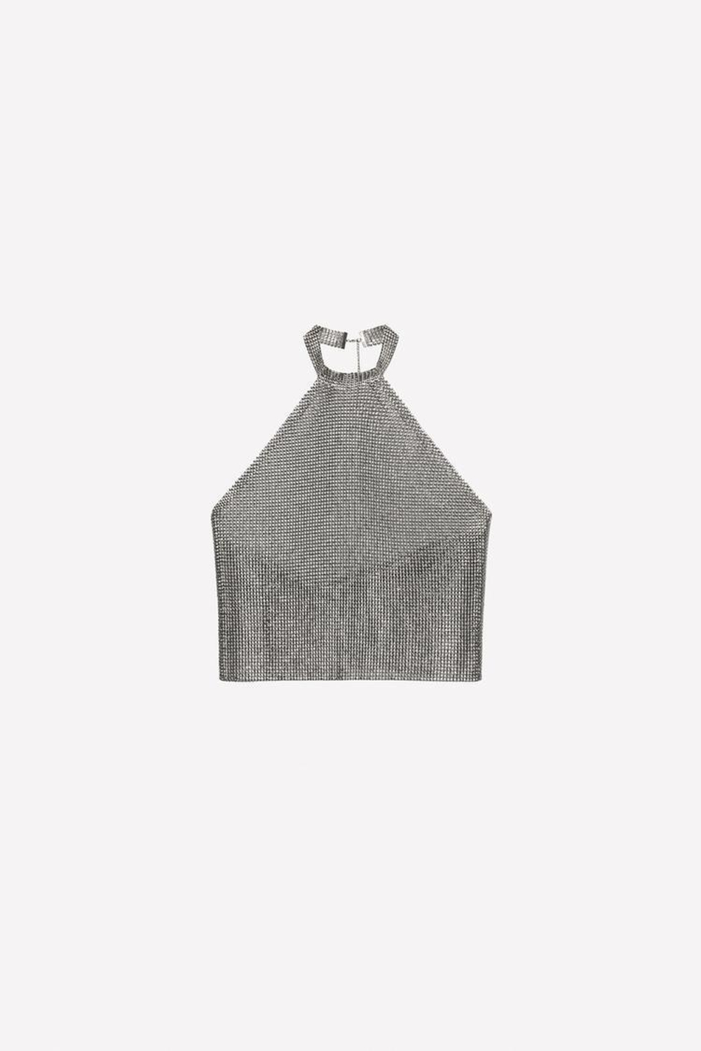 ZARA X LUDOVIC DE SAINT SERNIN ТОП НА БРЕТЕЛЯХ, СЕРЕБРЯНЫЙ