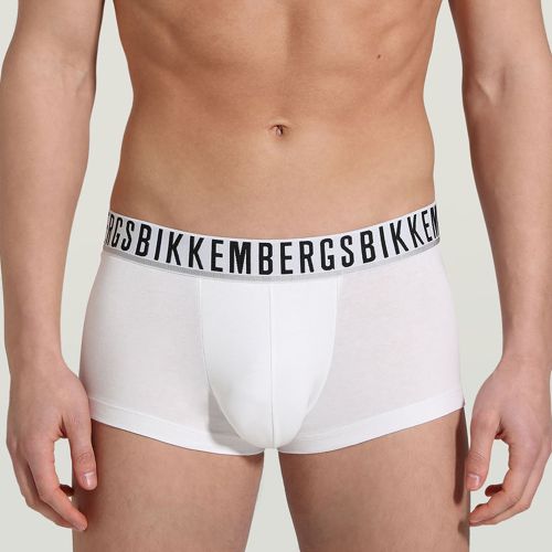 Мужские трусы боксеры белые набор 2в1 Bikkembergs ESSENTIAL BKK1UTR01BI