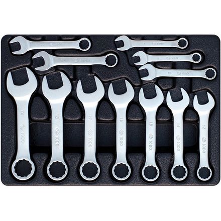 Цена на KING TONY (9-1282MR) Набор укороченных комбинированных ключей, ложемент, 12 предметов