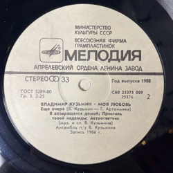 Винтажная виниловая пластинка LP Владимир Кузьмин Моя Любовь (СССР 1987) Апредевский Завод
