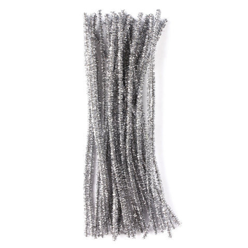 Проволока для творчества синельная ОСТРОВ СОКРОВИЩ блестящая 30 шт. 30 см серебряная (661544)