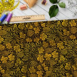 Ткань атлас бронзовая хохлома из ягод