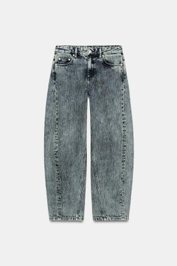 ZARA ДЖИНСЫ ZW COLLECTION RELAXED BALLOON СО СРЕДНЕЙ ПОСАДКОЙ, ЗЕЛЕНОВАТО-СИНИЙ