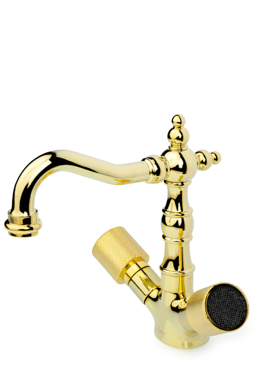 Boheme Смеситель для умывальника, высокий ROYAL CRYSTAL black, золото_Комплект