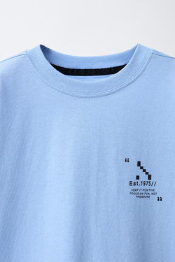 ZARA ФУТБОЛКА SPORTY С НАДПИСЬЮ, ГОЛУБОЙ