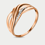 Кольцо для женщин из розового золота 585 пробы с фианитами (арт. К-2923)