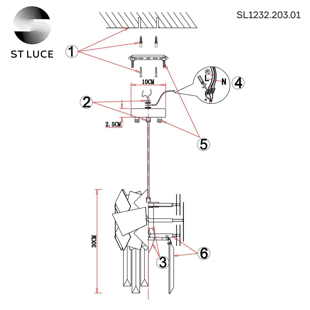 SL1232.203.01 Подвес ST-Luce Золотистый/Прозрачный, Золотистый E14 1*60W