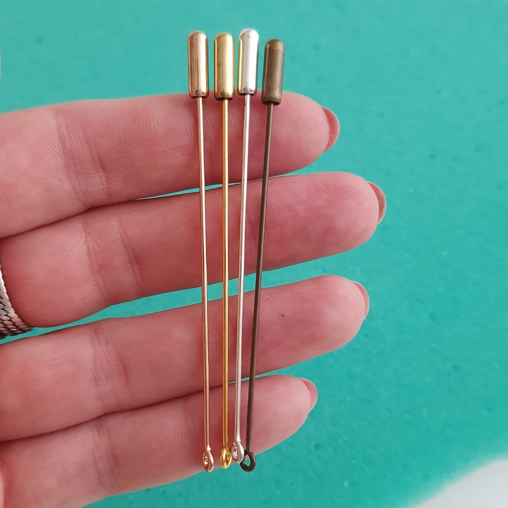 Основа - игла - пин для броши Розовое Золото 7 см