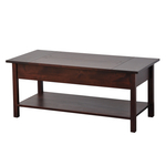 Журнальный стол с подъемным механизмом Фалун, стол трансформер из массива березы, браун