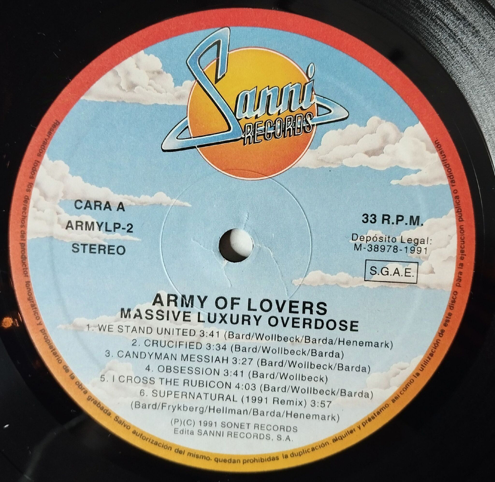 Винтажная виниловая пластинка LP Army Of Lovers Massive Luxury Overdose (Spain 1991) Supernatural