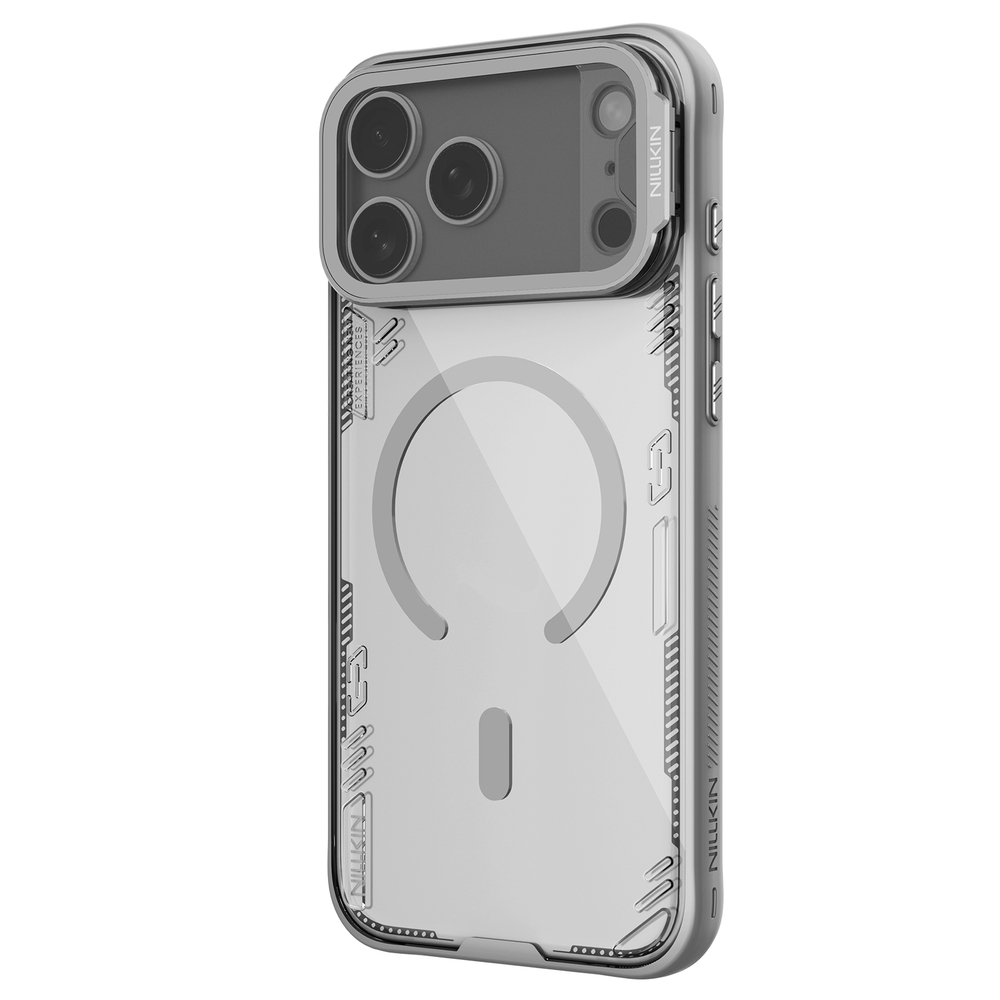 Чехол тонированный серого цвета с MagSafe на iPhone 17 Pro Max, серия Iceblade Prop Magnetic (версия с прозрачной крышкой объектива) от Nillkin