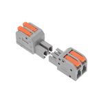 Клемма СМК 222-422R проходная разъемная 2 полюса серая 0,2-2,5/4мм² (блистер 5 шт/уп) REXANT