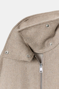 ZARA БОМБЕР ИЗ ШЕРСТИ С ВЫСОКИМ ВОРОТНИКОМ, СВЕТЛЫЙ СЕРО-КОРИЧНЕВЫЙ