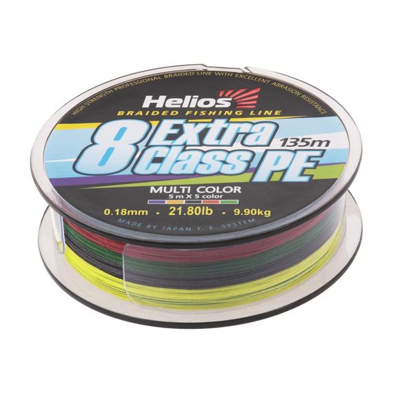 Шнур плетеный Helios EXTRA CLASS 8 PE BRAID Multicolor 0,18mm/135 (HS-8PEM-18/135 M)