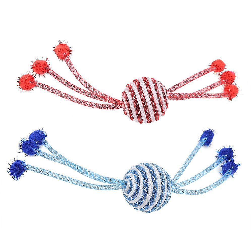Игрушка для кошек, мяч с верёвками "Чистый котик" 21 см