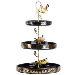 Блюдо 3-х ярусное "Черный  " 25*25*39 см (подарочная упаковка)