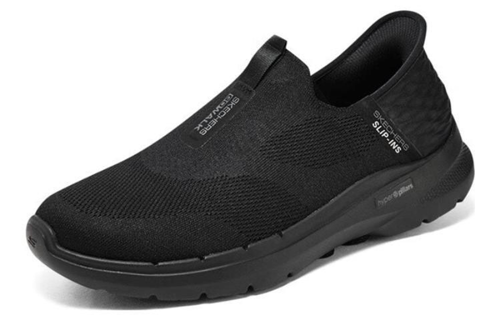 Skechers Skechers Go Walk 6 Slip-Ins flash through technology fabric comfortable and versatile shock absorption non-slip wear-resistant low-cut life casual shoes men's black