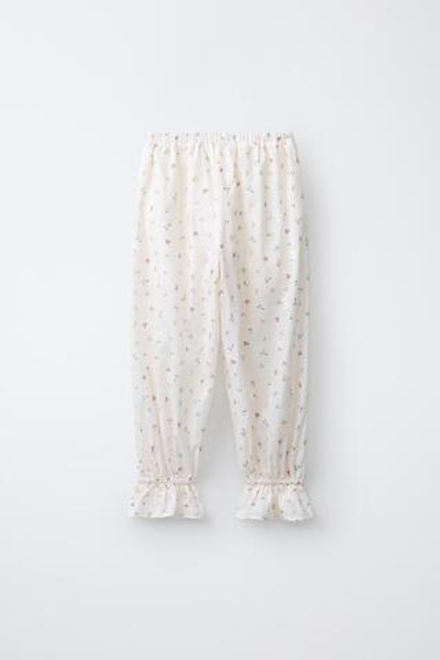 ZARA БРЮКИ-АЛАДДИНЫ SCHIFFLY С КРУЖЕВОМ, ЭКРЮ