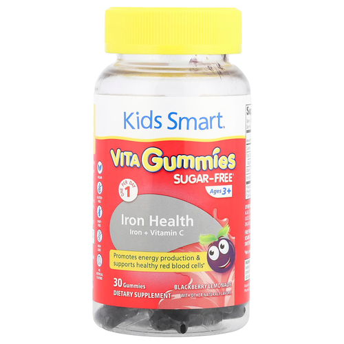 Kids Smart, Kids Smart® VITA Gummies®, железо и витамин C, для детей от 3 лет, ежевичный лимонад, 30 жевательных таблеток