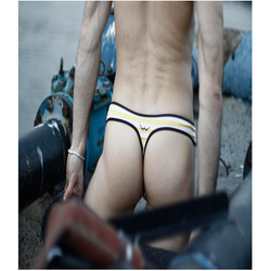 Мужские трусы g-стринги в желто-белую полоску Wild Milk Happy Stripes G-String