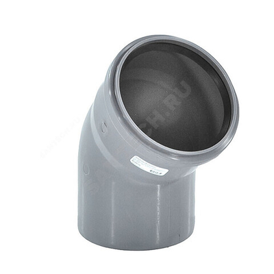 Отвод PP-H серый BASE Дн 50х45гр б/нап в/к VALFEX 20102050
