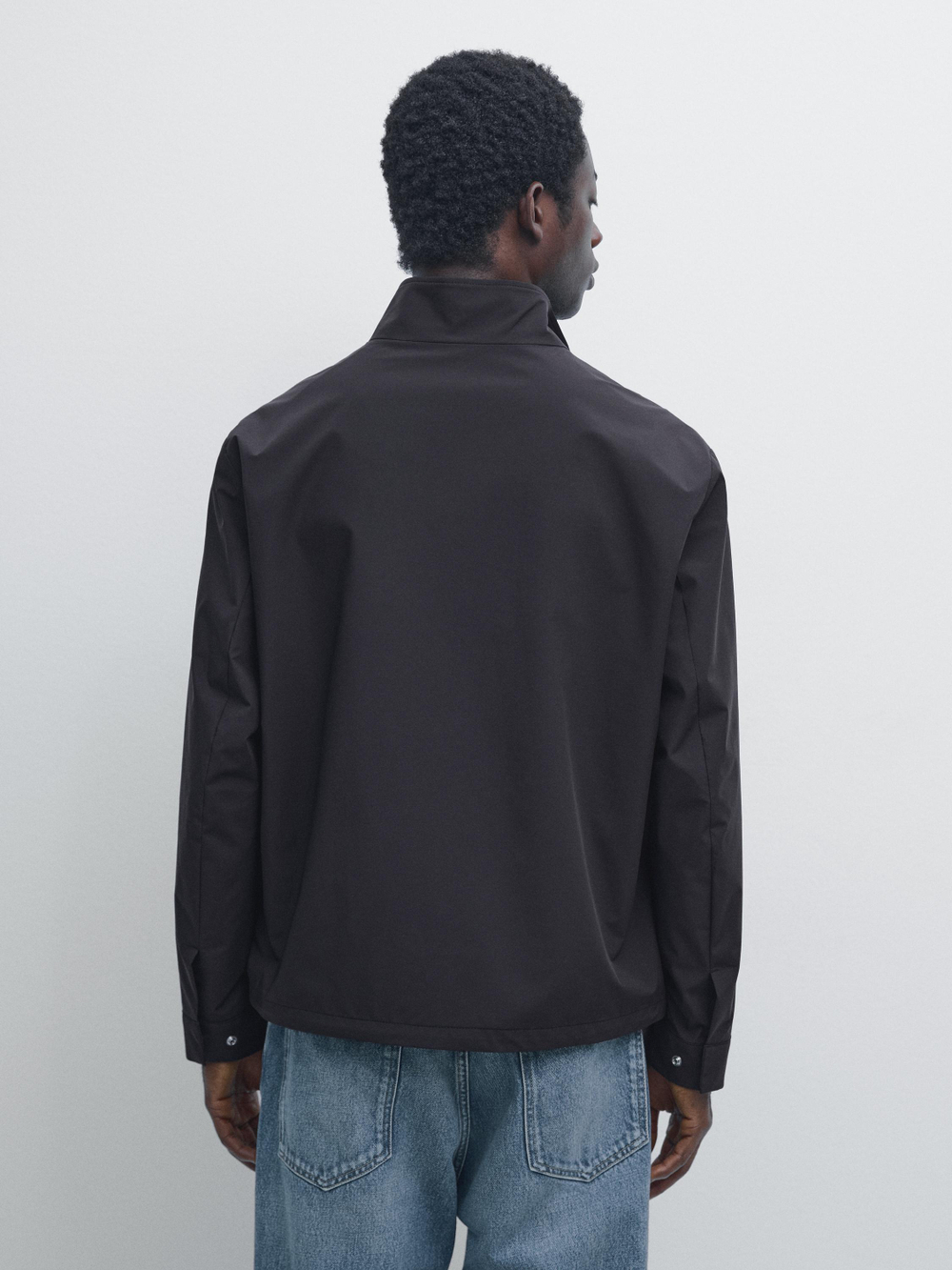 Massimo Dutti Куртка из эластичной ткани с двойной молнией, морской темно-синий