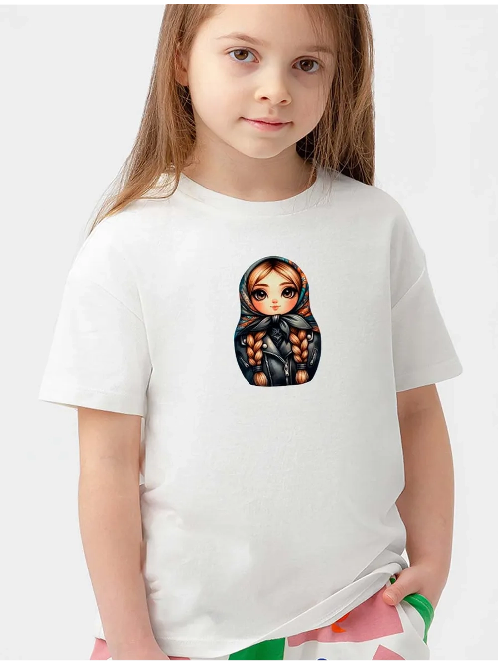 Футболка детская с русой Матрешкой