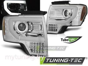 Передние фары Tube Light для Ford F150 XII (08-14) хромированные