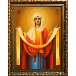 Покров Богородицы. Икона на холсте.