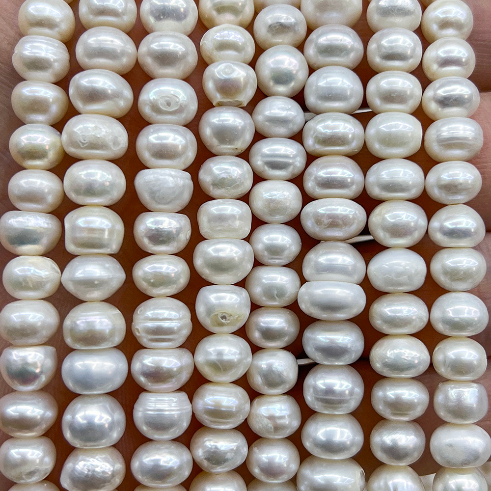 Жемчуг 2А речной бусины Кукуруза 6-8 мм, на нитке 38 см