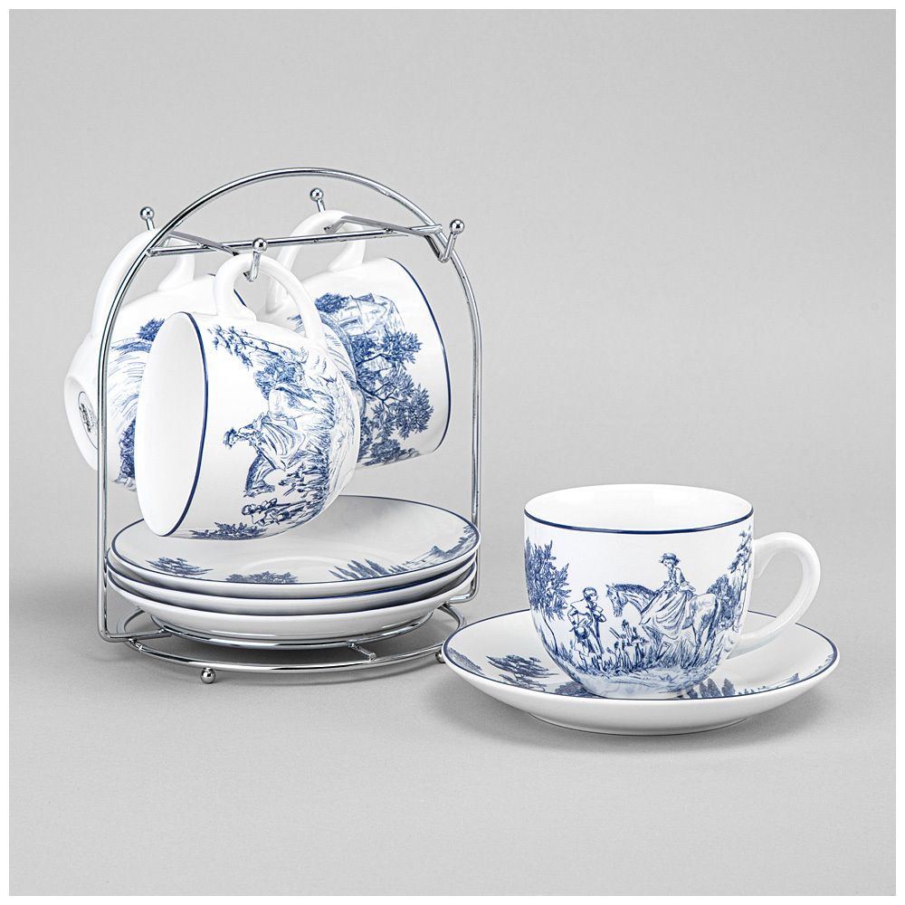 ЧАЙНЫЙ НАБОР LEFARD "NOVEL" НА МЕТАЛЛ. ПОДСТАВКЕ НА 4 ПЕР. 8 ПР. 220 МЛ (КОР=6НАБ.)