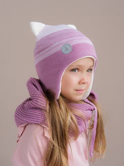 Шапка зимняя вязаная (Розовая дымка) ЛОРА