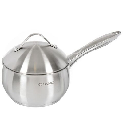 Ковш нерж, 1.9 л, крышка металл, металл ручка, индукц, Daniks, Мальта, GS-01345KS-16SP