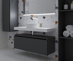 Тумба с раковиной и столешницей Armadi Art Flat 140 антрацит глянец