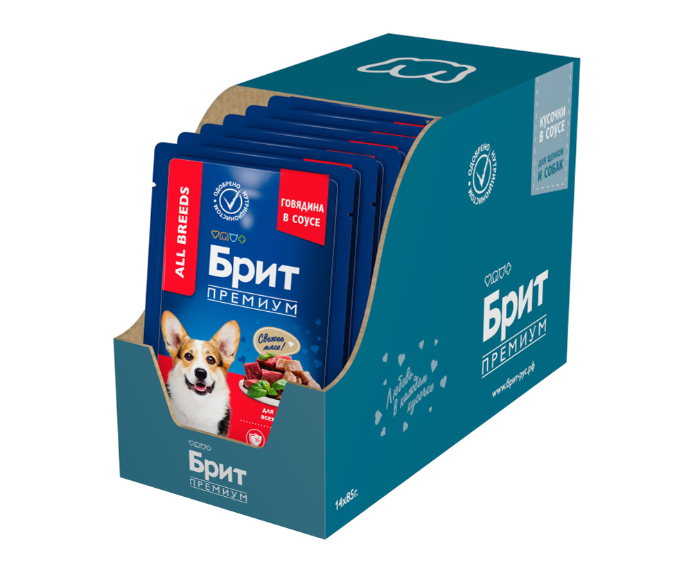 Brit Premium Пауч для взрослых собак всех пород говядина в соусе 85 г