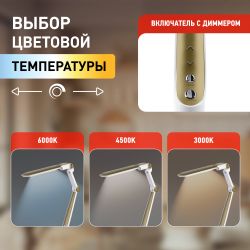 Настольный светильник ЭРА NLED-497-12W-G светодиодный на струбцине и с основанием золото