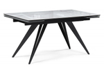 Стол стеклянный Woodville Дарвин 140(200)х80 белый мрамор, черный, ножки черные