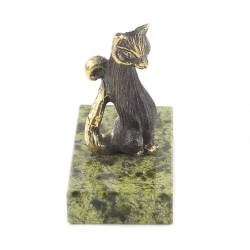 Статуэтка из бронзы на подставке из змеевика "Кошка" G 119701