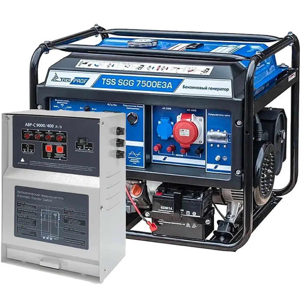 ТСС SGG 7500E3A бензогенератор с блоком АВР ТСС С 9000/400 л/з 021303/190027