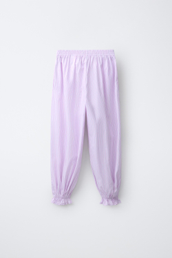 ZARA БРЮКИ-ШАРЫ В ПОЛОСКУ, РОЗОВЫЙ