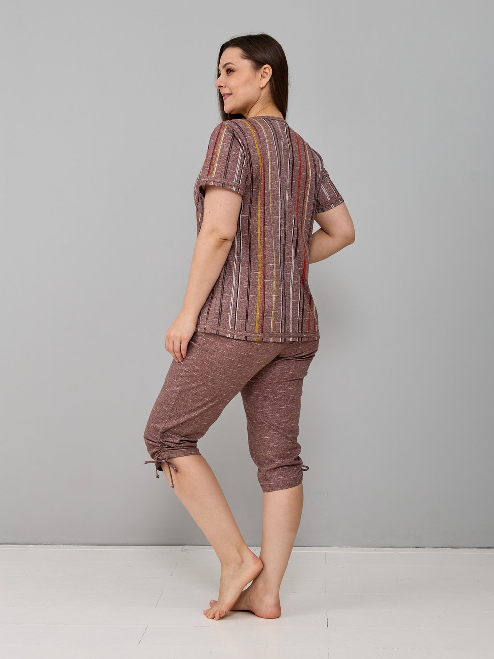 Пижама с бриджами КД-61/рогожкакоричневый-цепочка