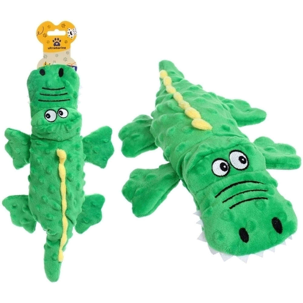 Игрушка для собак средних пород «ЗООГРАД», крокодил, с пищалкой и шуршалкой, 37см (лейбл)