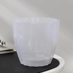 Кашпо для цветов пластиковое 1,9л d-16см «Флюте» со вставкой прозрачное