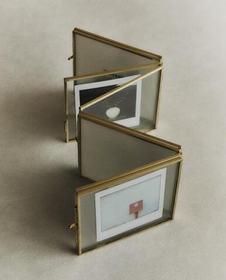 Zara Home Фоторамка из стекла, цвет золотой, 10.5 см