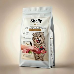 Сухой корм Shelly для взрослых кошек мясное ассорти с ягодами