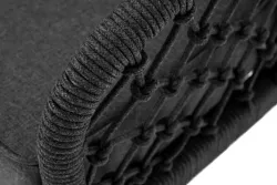 "Канны" диван 2-местный плетеный из роупа (узелки), каркас алюминий темно-серый (RAL7024) муар, роуп темно-серый круглый, ткань темно-серая 027