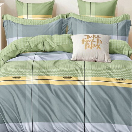 Комплект постельного белья "ВЛ. КЛЕТКА ЗЕЛЁНАЯ", поплин, 100% хлопок, Россия.