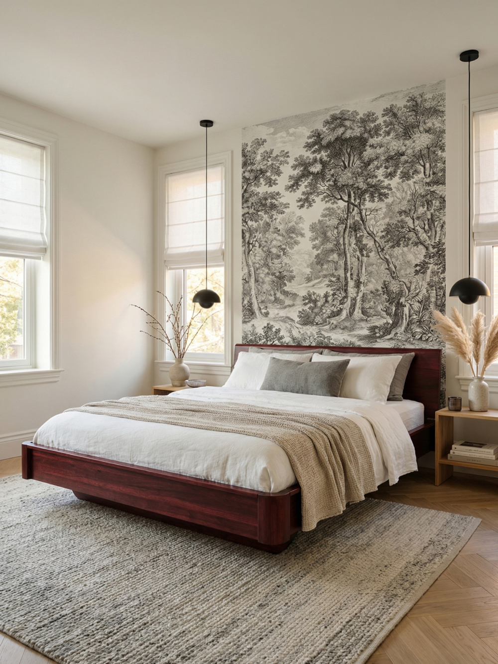 Кровать 180х200, Калантея, двуспальная, деревянная, парящая, массив березы, Dipriz