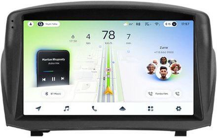 Магнитола для Ford Fiesta MK6 2008-2012 (красный БК, рамка тип 2) - Teyes CC4L монитор 9" IPS на Android 14, Snapdragon 662, CarPlay, 4G SIM-слот